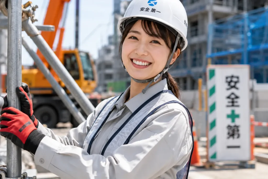 工事現場で働く女性（ChatGPTで生成）