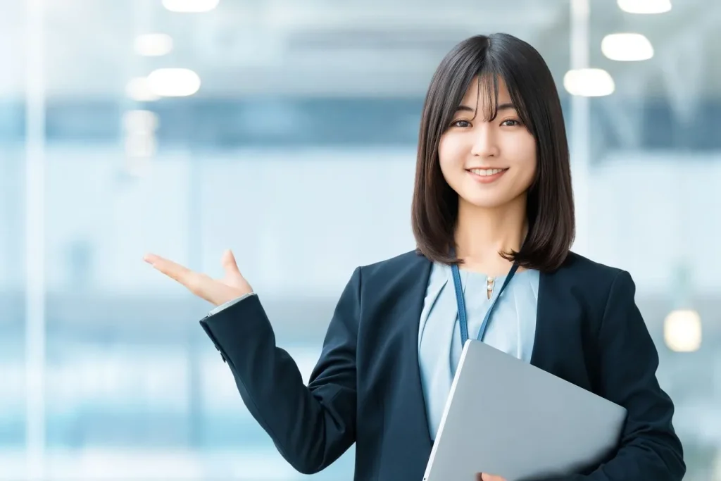 求人を案内する女性