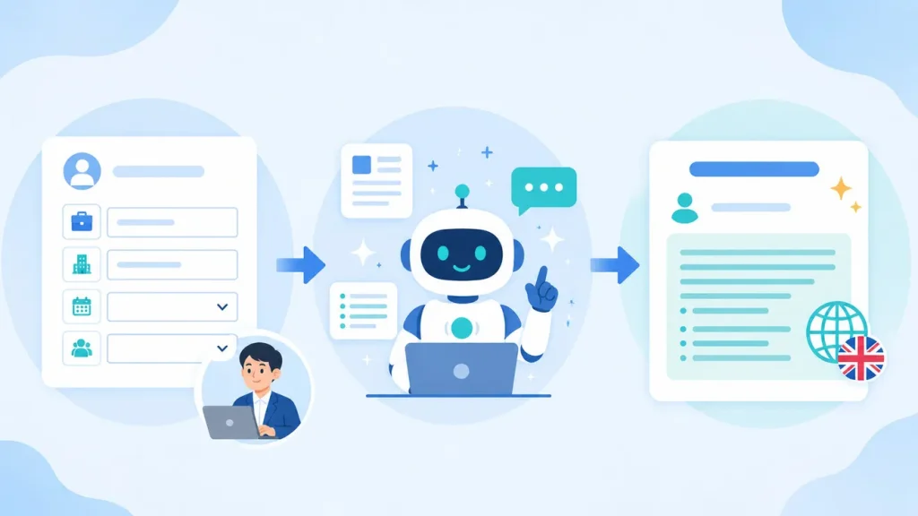 入力フォーム→AIが生成→完成した求人原稿